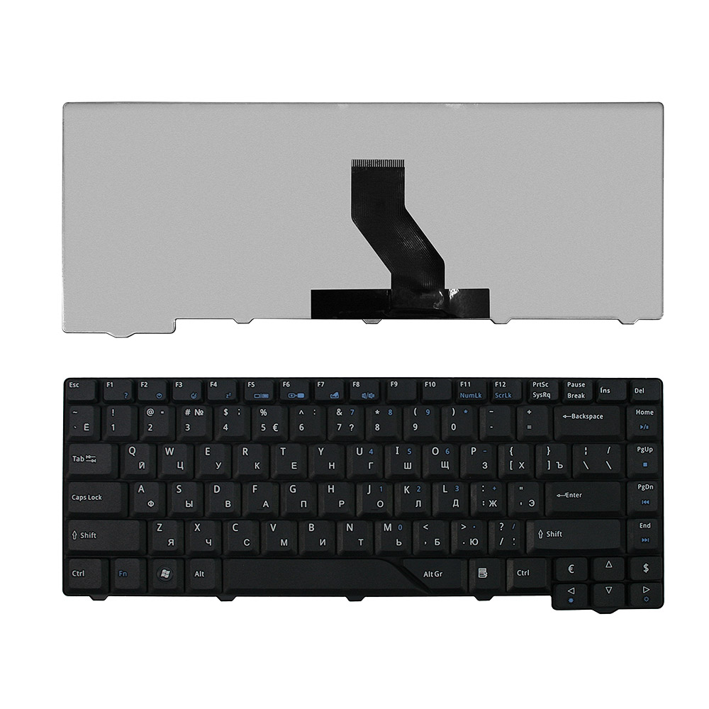 Клавиатура для ноутбука Acer Aspire 4220, 4230, 4310, 4520, 4710, 4720, 5230, 5300 Series. Плоский Enter. Черная, без рамки. PN: V072146AS1.