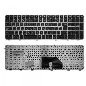 Клавиатура для ноутбука HP Pavilion HP DV6-6000, DV6-6100 Series. Г-образный Enter. Черная, с серой рамкой. PN: V122630BS1.