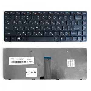 Клавиатура для ноутбука Lenovo IdeaPad B480, G480, Z380, Z480 Series. Плоский Enter. Черная, с черной рамкой. PN: 9Z.N5TSQ.T0R.