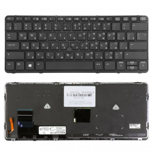 Клавиатура для ноутбука HP EliteBook 720 G1, 820 G1 Series. Плоский Enter. Черная, с черной рамкой. С подсветкой. PN: 9Z.N9WBV.10R.