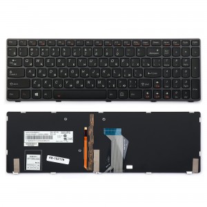 Клавиатура для ноутбука Lenovo Y580, Y580A, Y580M, Y580N, Y580P Series.Плоский Enter. Черная, с рамкой. С подсветкой. PN: 25-207343.