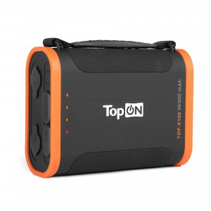 Внешний аккумулятор TopON TOP-X100 96000mAh Type-C PD 60W, USB1 QC3.0, USB2 12W, 2 авторозетки 180W, фонарь, защита от брызг, LiFePO4. Черный