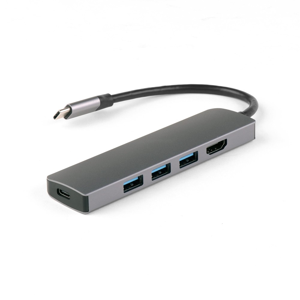 USB-концентратор IQFuture IQ-C5 Type-C USB Hub 5 в 1, USB-C PD, 3 порта USB 3.0, HDMI, кабель Type-C 12 см