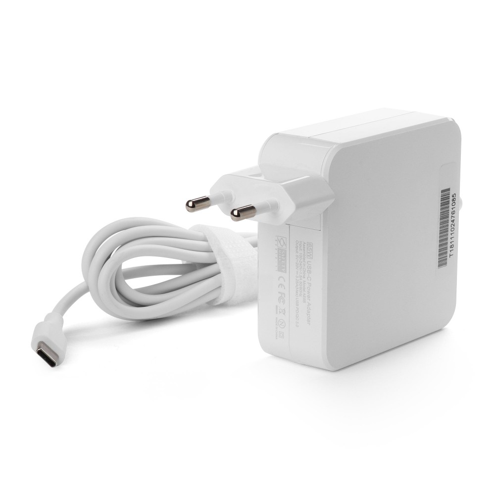 Универсальный блок питания 65W с портом USB-C, Power Delivery 3.0, Quick Charge 3.0, кабель 175 см. Белый