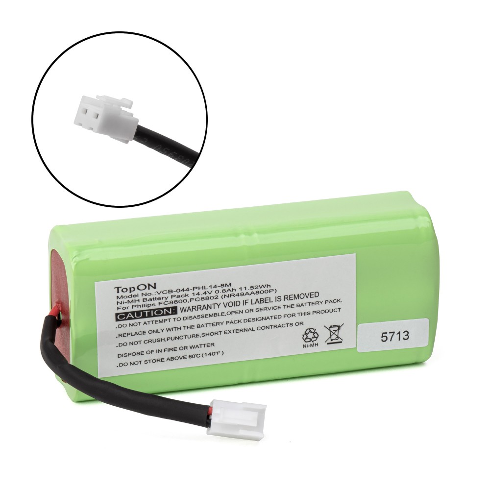 Аккумулятор для робота-пылесоса Philips FC8800, FC8802. 14.4V 800mAh Ni-MH. PN: NR49AA800P, TOP-FC88-8