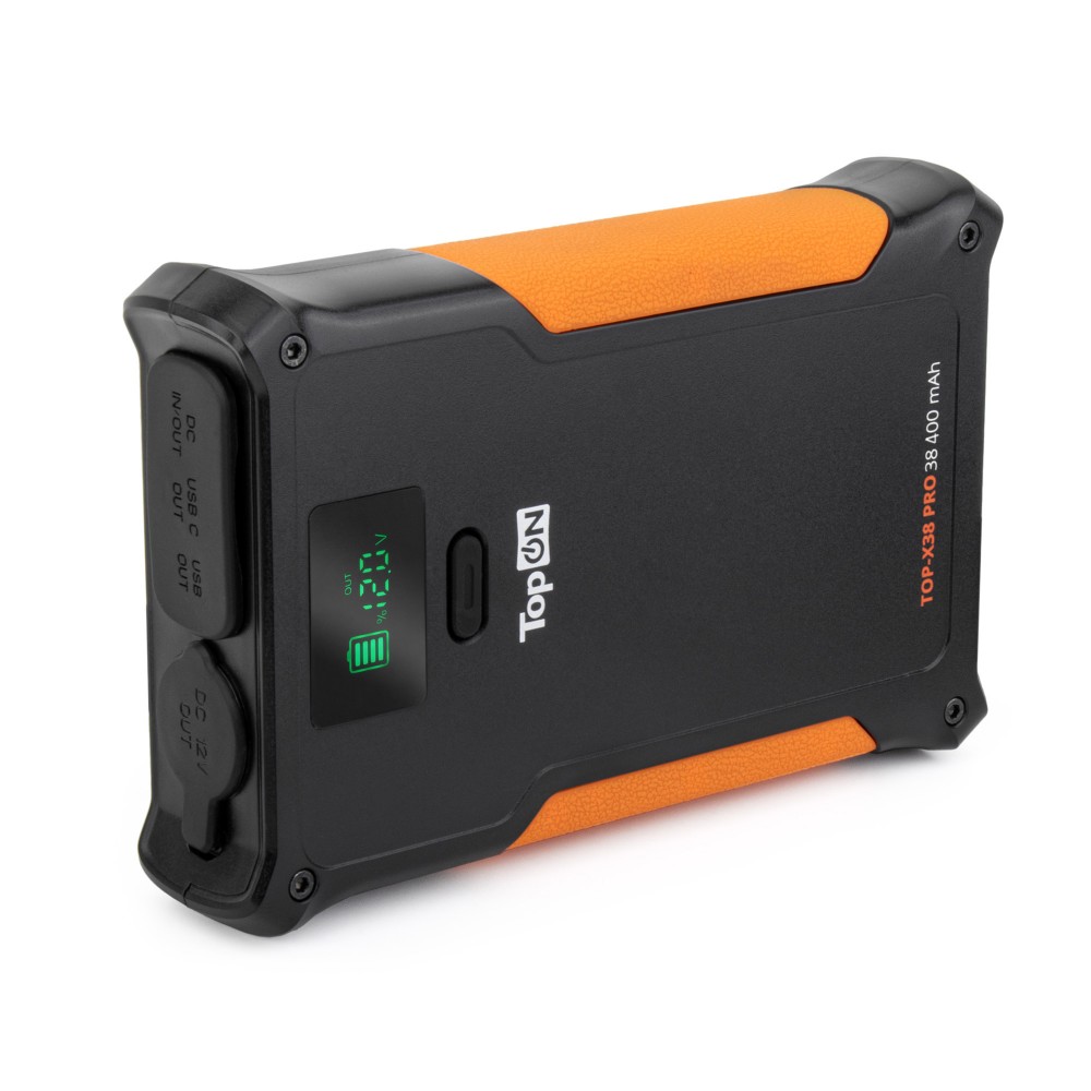 Внешний аккумулятор TopON TOP-X38 PRO 38400mAh DC 84W, Type-C PD 33W, USB QC3.0 18W, авторозетка 160W, защита IP65, LED Черный