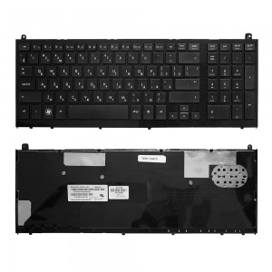 Клавиатура для ноутбука HP ProBook 4520, 4520s, 4525s Series. Плоский Enter. Черная, с черной рамкой. PN: NSK-HN1SW.