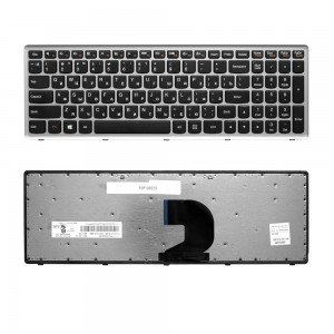 Клавиатура для ноутбука Lenovo IdeaPad IdeaPad P500, Z500 Series. Плоский Enter. Черная, с серой рамкой. PN: 9Z.N8RSC.301.